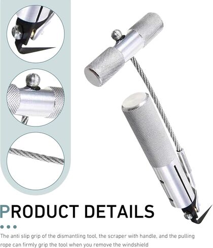 Windshield Removal Tool, Carbon Steel Rustproof Vehicle Glass Removal Tool, 1.06" Hook-head Window Replacement Implement, Universal for Most Vehicles (Silver) in Saudi Arabia