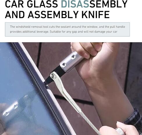Windshield Removal Tool, Carbon Steel Rustproof Vehicle Glass Removal Tool, 1.06" Hook-head Window Replacement Implement, Universal for Most Vehicles (Silver) in Saudi Arabia