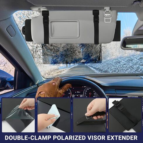 Sun Visor Extender for Car, Visor Extender Sun Blocker, Adjustable Car Sunshade Attachment with 2 Cleaning Cloths, Anti-Glare for Safe Driving in Saudi Arabia