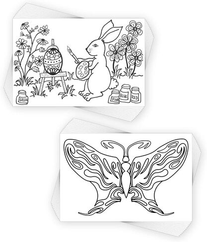Colorpockit 4x6 Postcard Coloring Book Card Decks with Busy Bunnies and Butterflies Forever. Refills for COLORpockit Complete Portable Coloring kit. Contains Two 12-Card Coloring Decks. in Saudi Arabia