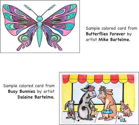 Colorpockit 4x6 Postcard Coloring Book Card Decks with Busy Bunnies and Butterflies Forever. Refills for COLORpockit Complete Portable Coloring kit. Contains Two 12-Card Coloring Decks. in Saudi Arabia