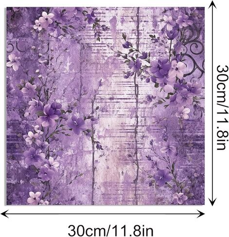 24 Sheets Purple Floral Pattern Paper 11.8x11.8 In Purple Flower Scrapbook Paper Pad 24 Floral Patterns Double-Sided Decorative Craft Papers for Card Making, Junk Journal, Photo Photo Album in Kuwait