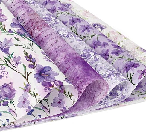 24 Sheets Purple Floral Pattern Paper 11.8x11.8 In Purple Flower Scrapbook Paper Pad 24 Floral Patterns Double-Sided Decorative Craft Papers for Card Making, Junk Journal, Photo Photo Album in Kuwait