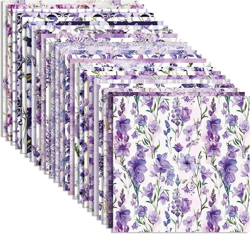 24 Sheets Purple Floral Pattern Paper 11.8x11.8 In Purple Flower Scrapbook Paper Pad 24 Floral Patterns Double-Sided Decorative Craft Papers for Card Making, Junk Journal, Photo Photo Album in Kuwait