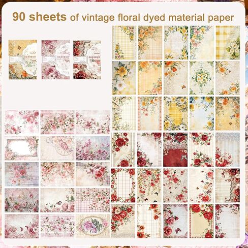 levylisa Floral Scrapbook Paper 90 Sheets Mixed Special Paper for Scrapbooking Planner Junk Journal Supplies in Kuwait