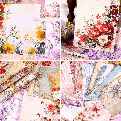 levylisa Floral Scrapbook Paper 90 Sheets Mixed Special Paper for Scrapbooking Planner Junk Journal Supplies in Kuwait