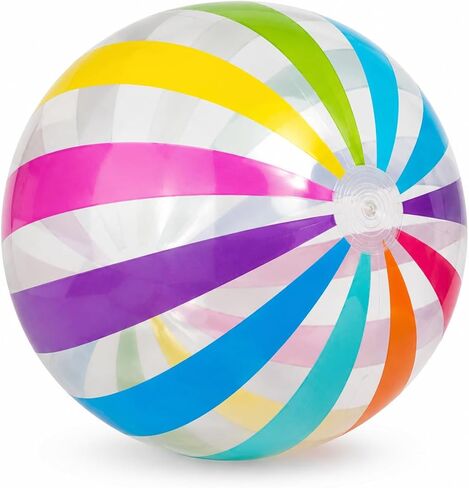GiftExpress 40" Striped Beach Ball, Giant Transparent Inflatable Beach Ball for Swimming Pool Party, Beach, Backyard Games, Summer Outdoor Water Toy & Party Decoration for Kids, Teens & Adults in Saudi Arabia