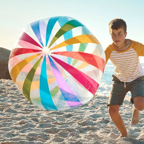 GiftExpress 40" Striped Beach Ball, Giant Transparent Inflatable Beach Ball for Swimming Pool Party, Beach, Backyard Games, Summer Outdoor Water Toy & Party Decoration for Kids, Teens & Adults in Saudi Arabia