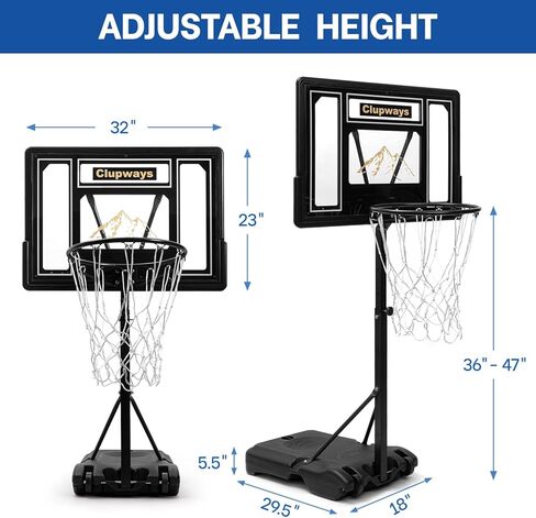 Pool Basketball Hoop Poolside Height Adjustable Portable Basketball Hoop for Pool with Shatterproof Backboard/Weather-Resistant Steel Brackets/Water Weighted Base, Includes a Ball & Pump in Saudi Arabia