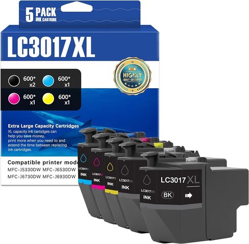 خراطيش حبر SFINK LC3017 LC3017XL عالية الإنتاجية (5 عبوات) بديلة لخراطيش حبر Brother LC3017 XL MFC-J5330DW MFC-J6530DW MFC-J6730DW MFC-J6930DW الطابعة (BK/C/M/Y) in Kuwait