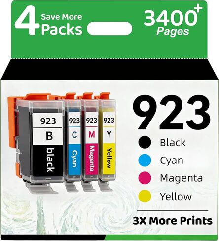 923xl Ink Cartridges Replacement for HP Ink 923e 923XL Ink Cartridge Compatible with OfficeJet Pro 8120/8122e/8125e/8130/8135e/8138e/8139e Printers. (4Pack) in Saudi Arabia