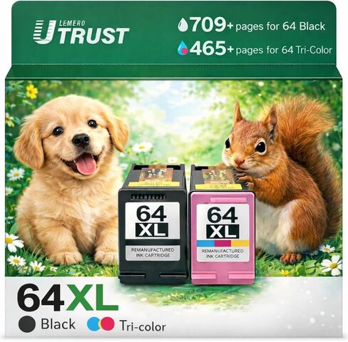 64XL Ink Cartridges Black & Tri-Color Combo Pack, Remanufactured Replacement for HP 64XL 64 Ink, Compatible with HP Envy Photo 7855 7858 7155 7120 6252 6255 6258 7164 7864 Tango Tango X Printer in Saudi Arabia