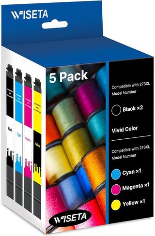 استبدال خراطيش الحبر 273 273XL المُعاد تصنيعها المتوافقة لخراطيش الحبر 273XL للاستخدام مع طابعة Epson XP-520 XP-600 XP-610 XP-620 XP-800 XP-810 XP-8200 (5 عبوات) in Kuwait