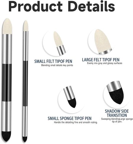 6 PCS Artist Blending Sponge Pen, Double Headed Soft Oil Pastel Blending Stump Tools, Washable Sketch Rubbing Drawing Art Sponge Brush for Artist Highlight Shadow Professional Sketch Drawing Blend in Saudi Arabia