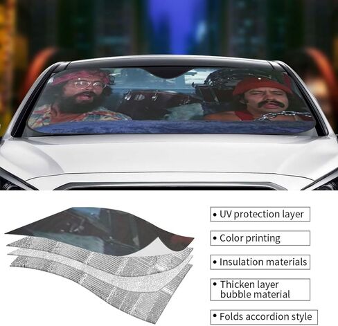 Funny Windshield Sun Shade for Car SUV Truck 27.5x51 inches, Car Windshield Sun Shade Blocks Uv Rays Sun Visor Protector Keep Your Vehicle Cool in Kuwait