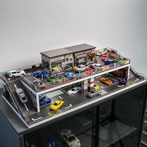 kivmcds Display Case for Hot Wheels Matchbox Toy Car Monster Truck,Lighted Ramp Scene Diorama Garage Parking for 1/64 Diecast Car,Maximum Hold 40+ Cars (Self-Service Car Wash) in Saudi Arabia