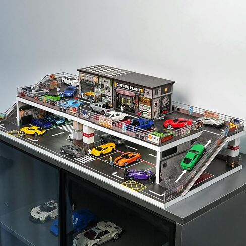 kivmcds Display Case for Hot Wheels Matchbox Toy Car Monster Truck,Lighted Ramp Scene Diorama Garage Parking for 1/64 Diecast Car,Maximum Hold 40+ Cars (Self-Service Car Wash) in Saudi Arabia