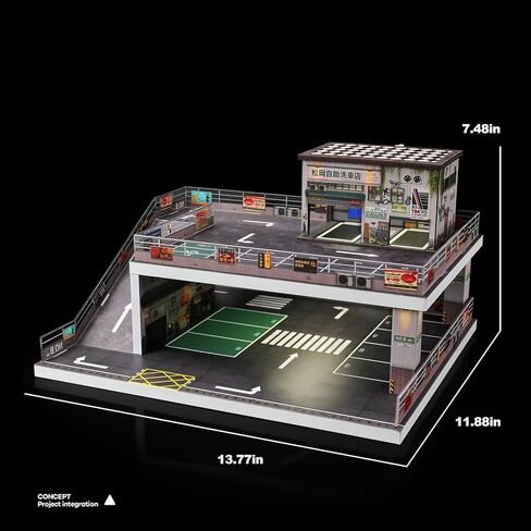 kivmcds Display Case for Hot Wheels Matchbox Toy Car Monster Truck,Lighted Ramp Scene Diorama Garage Parking for 1/64 Diecast Car,Maximum Hold 40+ Cars (Self-Service Car Wash) in Saudi Arabia