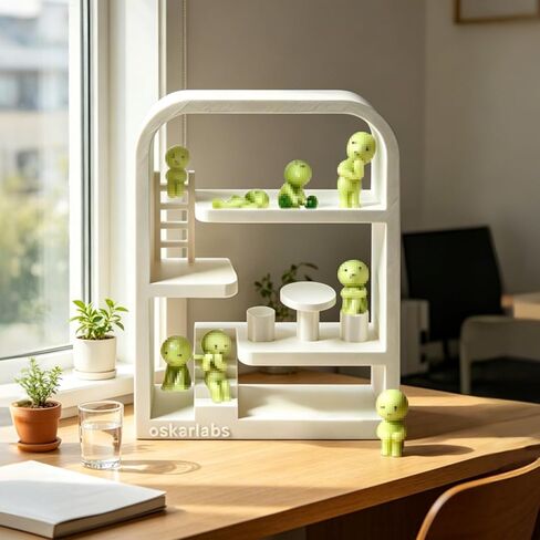 Display Shelf Compatible with Smiski Living Series, Bed Series,Bath Series、Toilet Series,Sunday Series - Collectible Dollhouse & Storage Rack, Perfect for Figures Display & Organization (White) in Saudi Arabia