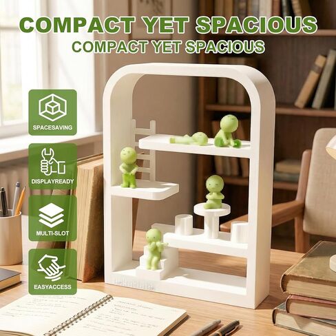 Display Shelf Compatible with Smiski Living Series, Bed Series,Bath Series、Toilet Series,Sunday Series - Collectible Dollhouse & Storage Rack, Perfect for Figures Display & Organization (White) in Saudi Arabia