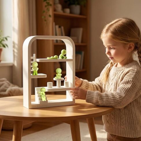 Display Shelf Compatible with Smiski Living Series, Bed Series,Bath Series、Toilet Series,Sunday Series - Collectible Dollhouse & Storage Rack, Perfect for Figures Display & Organization (White) in Saudi Arabia