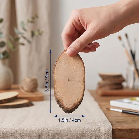 20 قطعة من شرائح خشبية بيضاوية من Jojofuny، 3.5 * 1.5 بوصة DIY رقائق خشبية يدوية الصنع لحفلات الزفاف، ديكور المنزل الريفي، الحفلات، لوازم الرسم والحرف اليدوية للحرفيين وعشاق الأعمال اليدوية in Kuwait