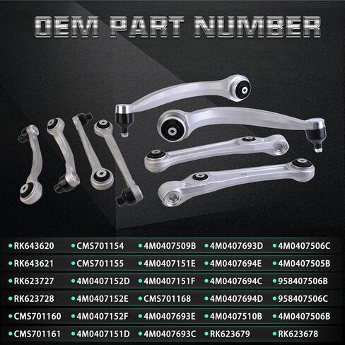 Suspension Control Arm Kit Front Upper & Lower with Ball Joint and Bushing, Complete 8-Piece Assembly Compatible with Audi Q7 2017–2019, Replace RK643620 in Saudi Arabia