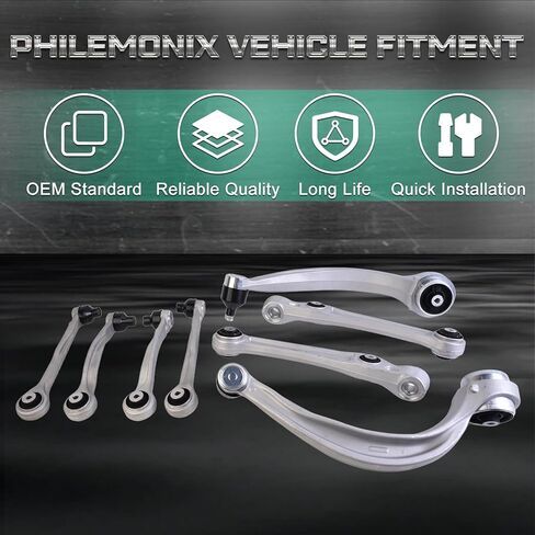Suspension Control Arm Kit Front Upper & Lower with Ball Joint and Bushing, Complete 8-Piece Assembly Compatible with Audi Q7 2017–2019, Replace RK643620 in Saudi Arabia