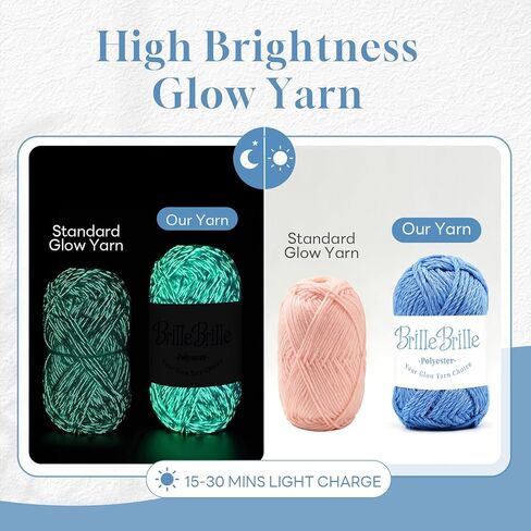 Glow in The Dark Yarn - 5 Pack Glow in The Dark Yarn for Crochet(260g/9oz | 273 Yards) Knitting & Crochet Thread for DIY Crafts, Gifts, Doll Making (Black) in Saudi Arabia