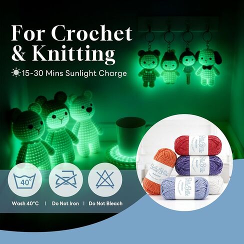 Glow in The Dark Yarn - 5 Pack Glow in The Dark Yarn for Crochet(260g/9oz | 273 Yards) Knitting & Crochet Thread for DIY Crafts, Gifts, Doll Making (Black) in Saudi Arabia