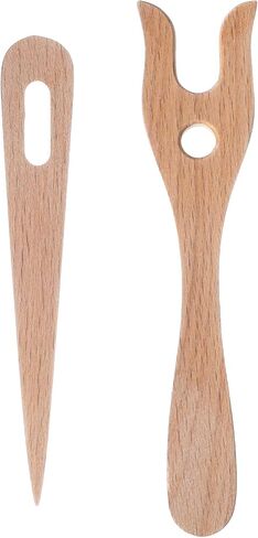 Shimmeroo 2PCS Lucet Fork, Wooden Knitting Fork Weaving Tools for Bracelet Necklace Braided DIY Projects Eye Weaving Needles Kit in Saudi Arabia