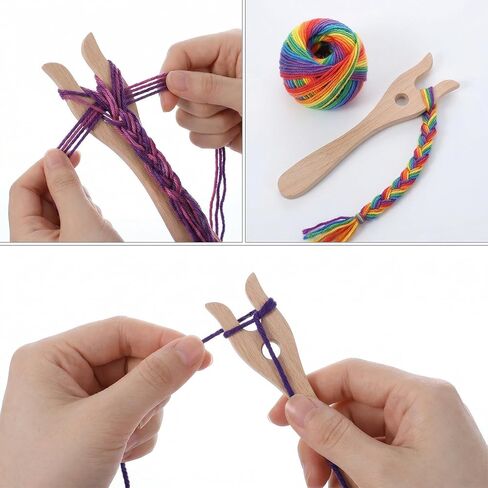 Shimmeroo 2PCS Lucet Fork, Wooden Knitting Fork Weaving Tools for Bracelet Necklace Braided DIY Projects Eye Weaving Needles Kit in Saudi Arabia