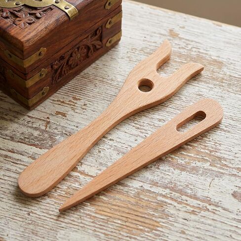 Shimmeroo 2PCS Lucet Fork, Wooden Knitting Fork Weaving Tools for Bracelet Necklace Braided DIY Projects Eye Weaving Needles Kit in Saudi Arabia