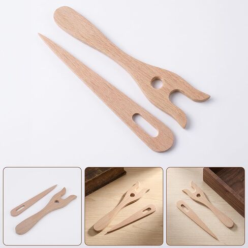 Shimmeroo 2PCS Lucet Fork, Wooden Knitting Fork Weaving Tools for Bracelet Necklace Braided DIY Projects Eye Weaving Needles Kit in Saudi Arabia