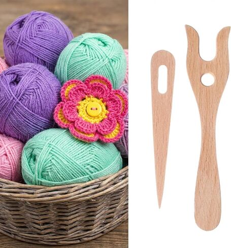 Shimmeroo 2PCS Lucet Fork, Wooden Knitting Fork Weaving Tools for Bracelet Necklace Braided DIY Projects Eye Weaving Needles Kit in Saudi Arabia