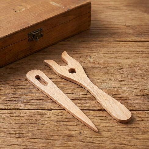 Shimmeroo 2PCS Lucet Fork, Wooden Knitting Fork Weaving Tools for Bracelet Necklace Braided DIY Projects Eye Weaving Needles Kit in Saudi Arabia
