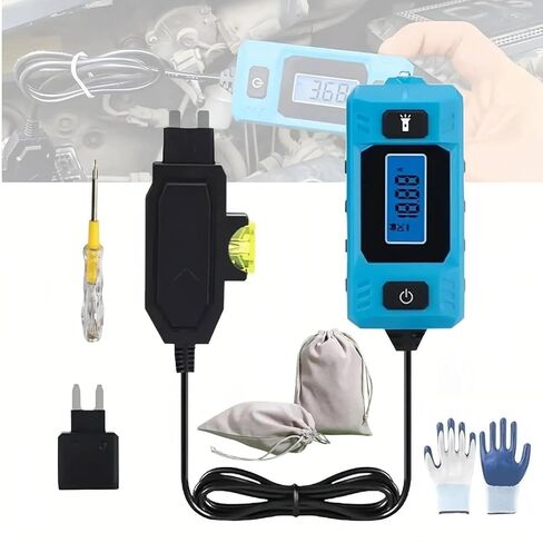 Automotive Circuit Fault Probe Tester Kit, High-Precision Current Tester 20A 48v Electric Car Fuse Tester Automotive for Road Test Tools Built-in Front Light with Blue Backlit LCD Screen (KIT A) in Saudi Arabia
