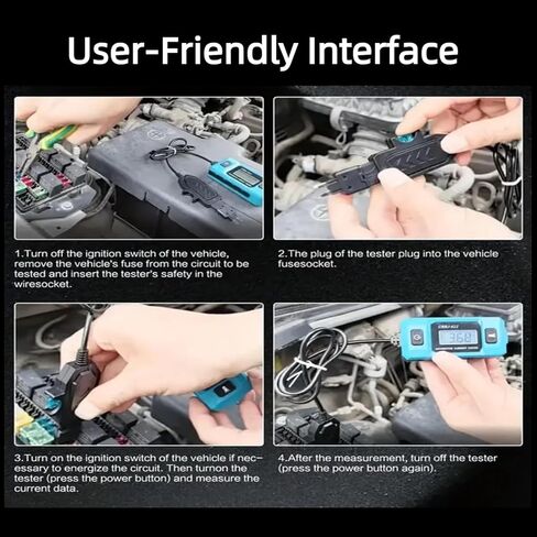 Automotive Circuit Fault Probe Tester Kit, High-Precision Current Tester 20A 48v Electric Car Fuse Tester Automotive for Road Test Tools Built-in Front Light with Blue Backlit LCD Screen (KIT A) in Saudi Arabia