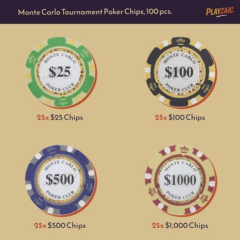 Tournament Bulk Monte Carlo Clay Composite Poker Chips - 13.5-gram Deluxe Casino Quality with Holographic Inlay and Tri-Color Crown Edge Design in Saudi Arabia