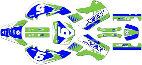 مجموعة رسومات لدراجة Kawasaki KLX 110 (2002-2009) Turbo Series Red 9 Mil-Dirt Bike مجموعة ملصقات رسومات سباق مخصصة، بدون بلاستيك in Kuwait