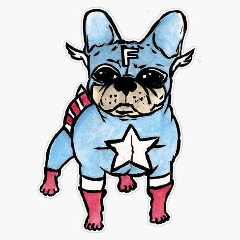 Superhero X French Bulldog 5 Of 10 Series 1 Vinyl Waterproof Sticker Decal Car Laptop Wall Window Bumper Sticker 5" in Kuwait