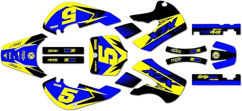 مجموعة رسومات لدراجة Kawasaki KLX 110 (2002-2009) Turbo Series Red 9 Mil-Dirt Bike مجموعة ملصقات رسومات سباق مخصصة، بدون بلاستيك in Kuwait