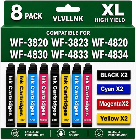 Remanufactured for Epson 822XL Ink Cartridges Replacement for 822 XL Ink Work with Workforce Pro WF-3820 WF-3823 WF-4820 WF-4830 WF-4833 WF-4834 Printer (3 Black 1 Cyan 1 Magenta 1 Yellow) in Saudi Arabia