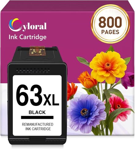 خرطوشة حبر سوداء 63XL مُعاد تصنيعها متوافقة مع طابعات HP Officejet 3830 4650 4652 5200 5252 5258 Envy 4520 4512 Deskjet 1112 2132 3630 لحبر HP 63 XL in Kuwait