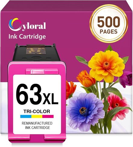 خرطوشة حبر سوداء 63XL مُعاد تصنيعها متوافقة مع طابعات HP Officejet 3830 4650 4652 5200 5252 5258 Envy 4520 4512 Deskjet 1112 2132 3630 لحبر HP 63 XL in Kuwait
