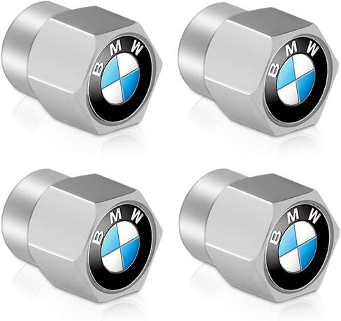 Metal Tire Valve Stem Caps, Silver 4 Pack Air Dust Proof Wheel Valve Covers Compatible with BMW X1 X3 X5 X6 Z4 M3 M5 3 5 7 Series, Car Exterior Accessories in Kuwait