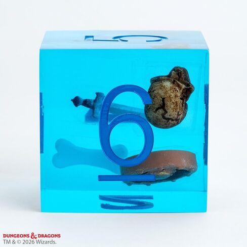 Fanroll Gelatinous Cube Sharp-Edged Mega D6 - D&D Dungeons & Dragons with Inclusions! Jumbo 40mm Sized die for Your Tabletop Games in Saudi Arabia