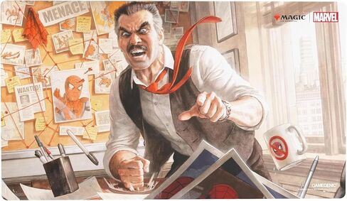 Gamegenic Magic: The Gathering Marvel’s Spider-Man J. Jonah Jameson Prime PLAYMAT - سجادة لعب ممتازة مقاس 61 × 35 سم مع بطانة وظهر مضاد للانزلاق وخياطة مسطحة، ملحق MTG الرسمي in Kuwait
