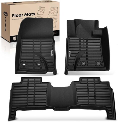 YHTAUTO Floor Mats Compatible with Toyota Land Cruiser 2013-2021 & Lexus LX570 2013-2020, TPE Floor Liners All-Weather Protection Custom Fit, 1st & 2nd Row, Set of 3 in Kuwait