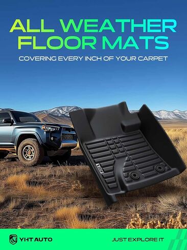 YHTAUTO Floor Mats Compatible with Toyota Land Cruiser 2013-2021 & Lexus LX570 2013-2020, TPE Floor Liners All-Weather Protection Custom Fit, 1st & 2nd Row, Set of 3 in Kuwait